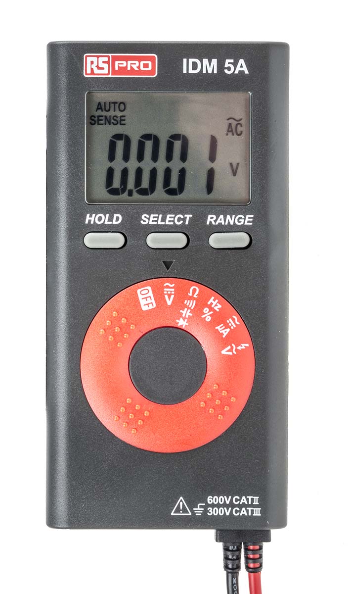 RS PRO IDM5A Handheld Digital Multimeter, 4mA ac Max, 4mA dc Max, 600V ac Max