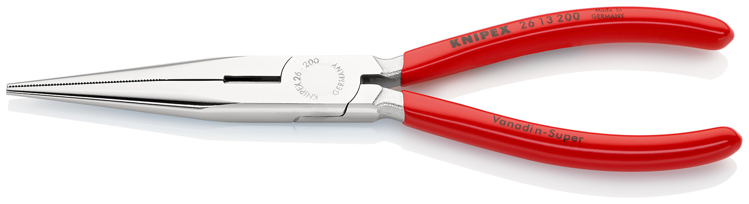 Knipex Long Nose Pliers, 200 mm Overall, Straight Tip, 73mm Jaw