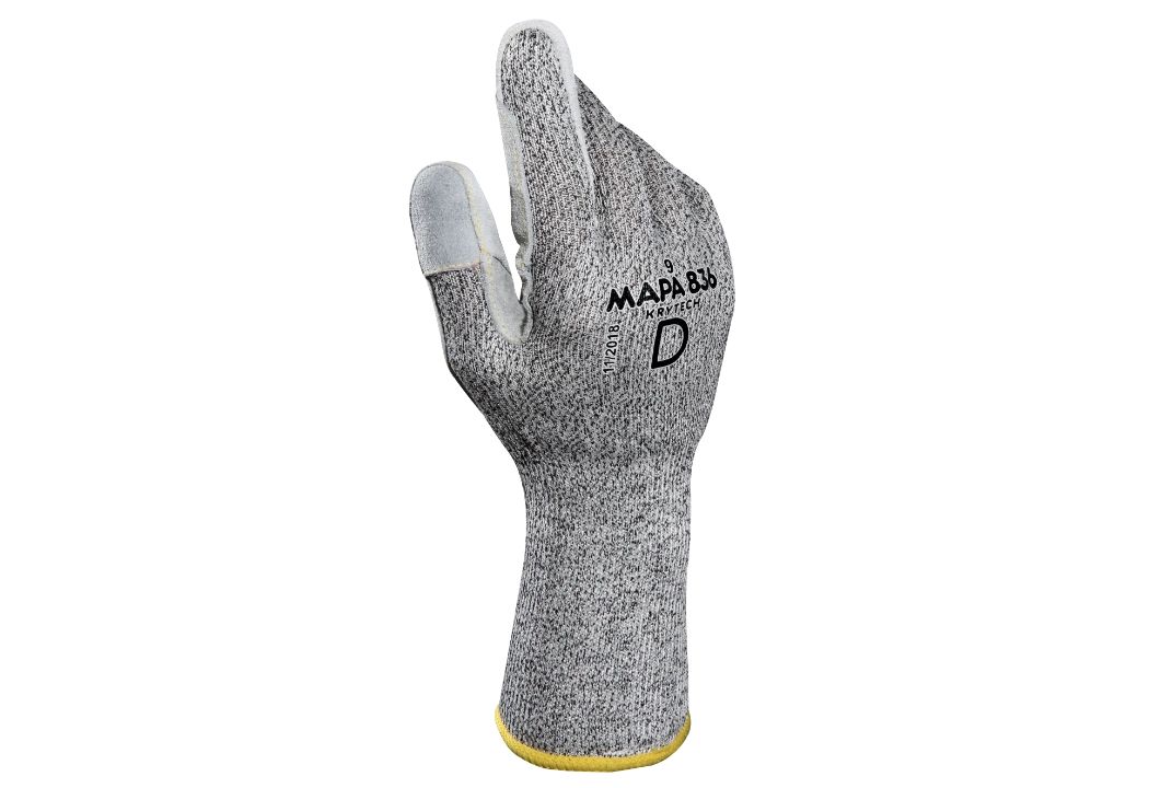 Mapa KRYTECH 836 Grey, Yellow High Density Polyethylene High Density Polyethylene Work Gloves, Size 11