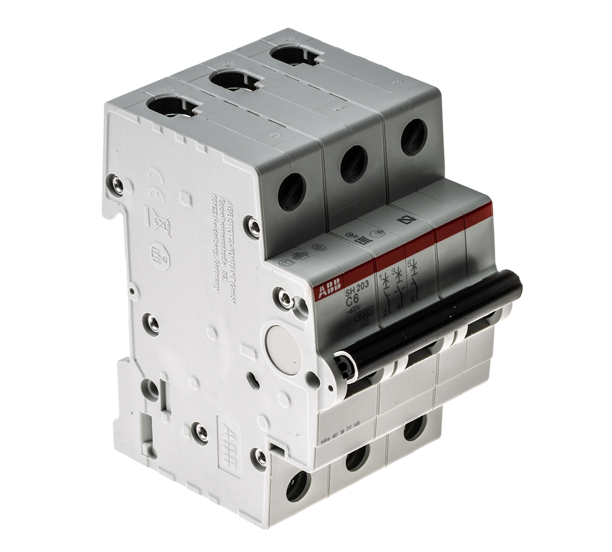ABB Compact Home SH200 MCB, 3P, 6A Curve C, 440V AC, 6 kA Breaking Capacity