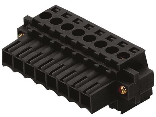 Weidmuller, 3.5mm Pitch, BL, 8 Way, Pluggable Terminal Block, Plug, Cable Mount, Screw Termination, 1615840000
