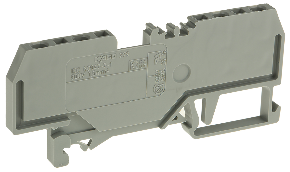 WAGO 279-831 279 Series Grey, 1.5mm², Single-Level, Cage Clamp Termination