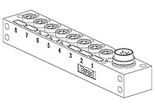 Molex 120247 Series Sensor Box, M8, 3 way, 8 port