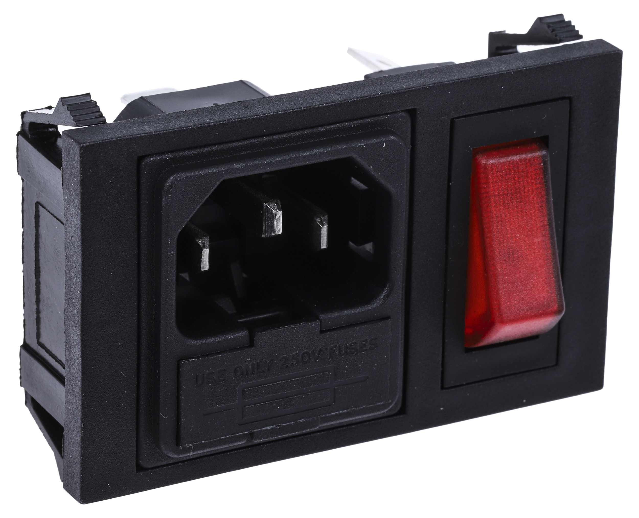 Bulgin C14 Snap-In IEC Connector Male, 10A, 250 V, Fuse Size 5 x 20mm