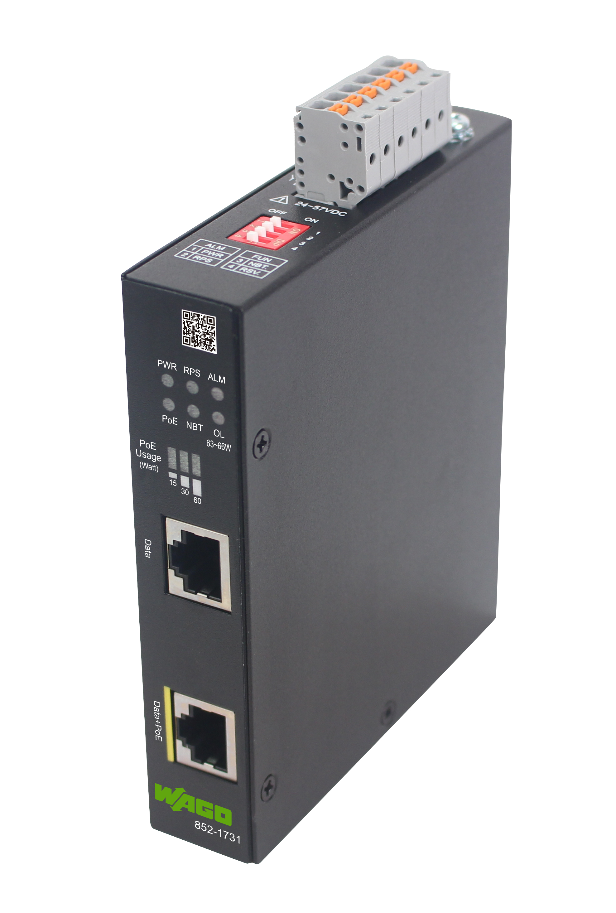 WAGO 2 Port POE Injector, 24 → 57V dc Input, 4A, 90W