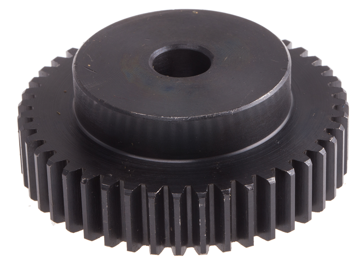 RS PRO Steel 44 Teeth Spur Gear, 1.5 Module, 12mm Bore Diam, 66mm Pitch Diam, 45mm Hub Diam