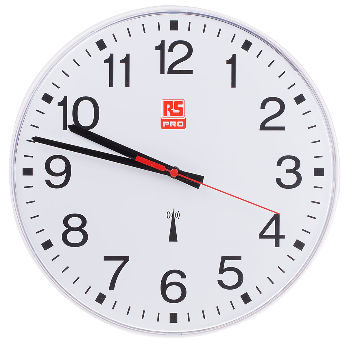 RS PRO White Radio Controlled Analog Wall Clock, 300mm Diameter