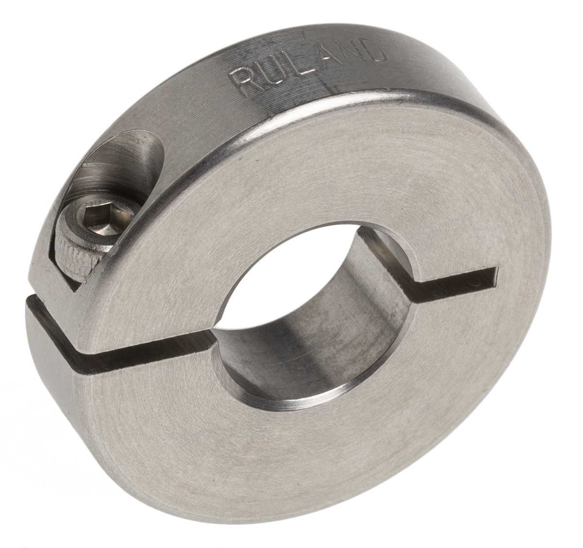Ruland Shaft Collar, One Piece, Clamp Screw, Bore 12mm, OD 30mm, W 8mm, Stainless Steel