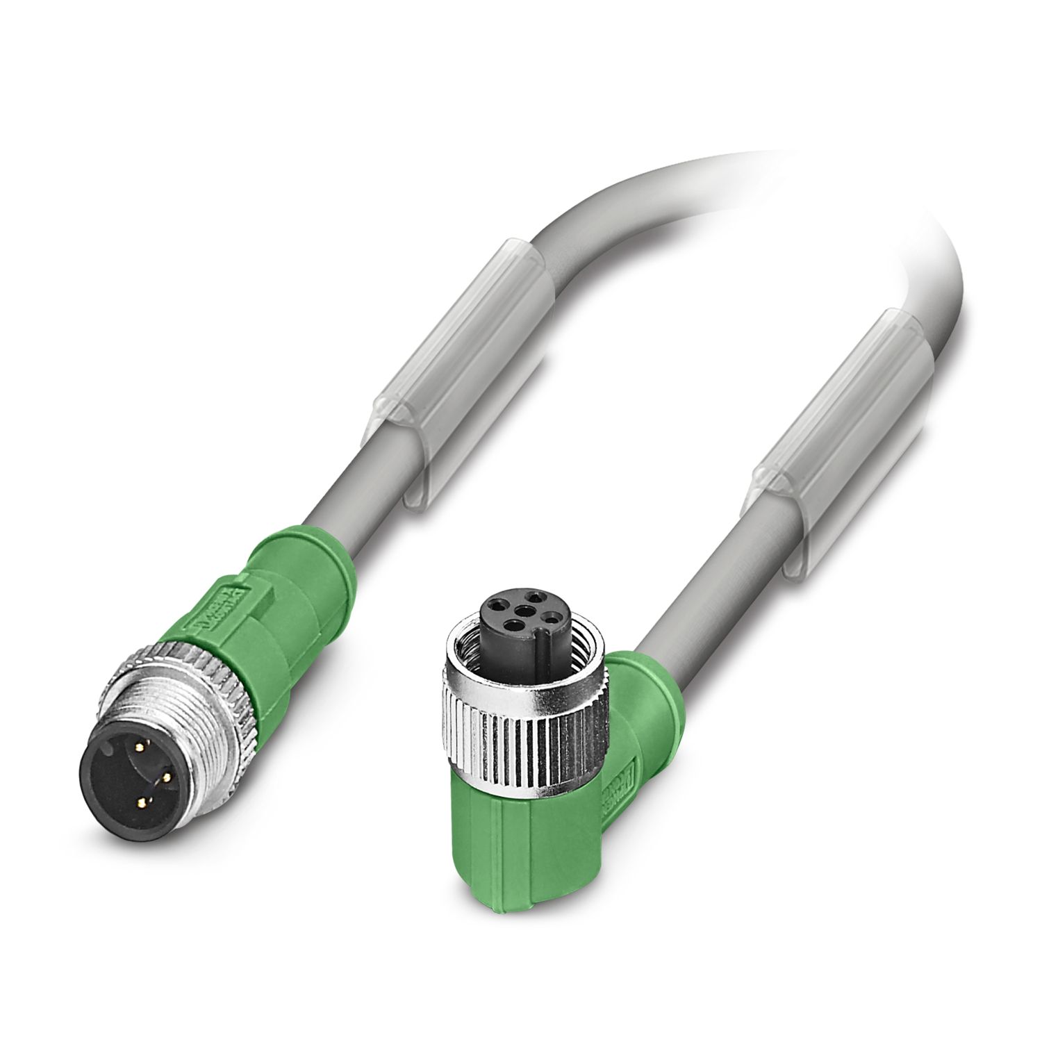 Phoenix Contact Male 3 way Straight Plug M12 to Female 3 way Angled Socket M12 Sensor Actuator Cable, 3 m