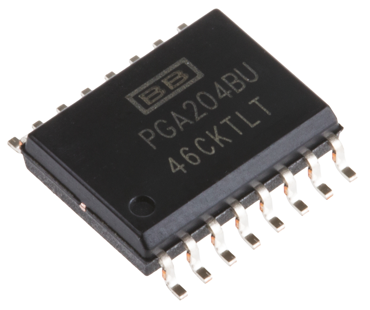 PGA204BU Texas Instruments, Instrumentation Amplifier, 50μV Offset, 16-Pin SOIC