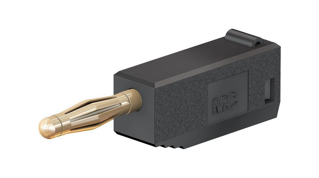 Staubli Black Plug Banana Plug, 2mm Connector, Solder Termination, 10A, 30 → 60V, Gold Plating