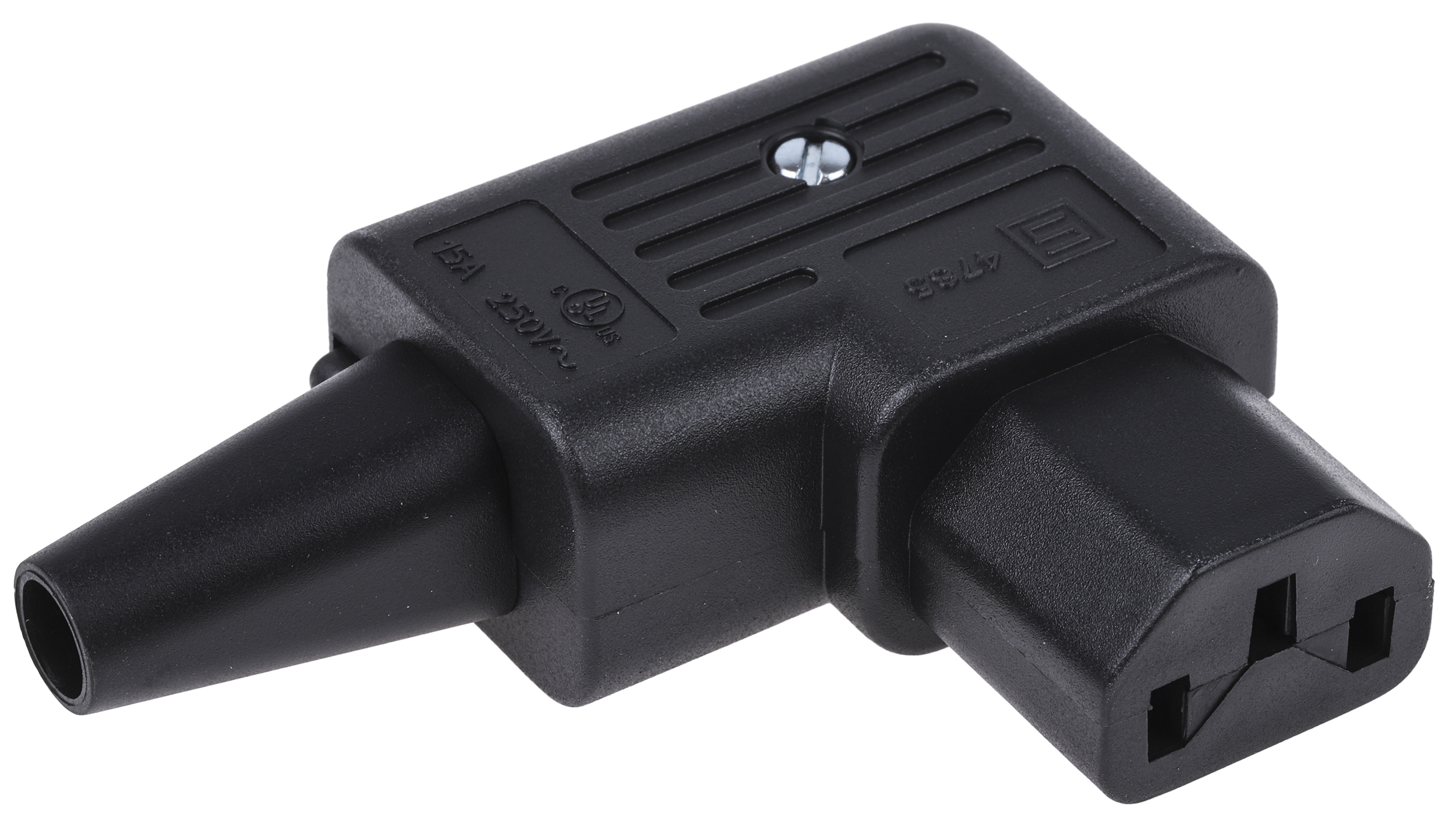 Schurter C13 Right Angle Cable Mount IEC Connector Socket, 15A, 250 V