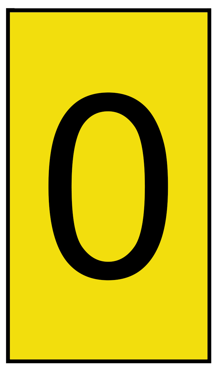 HellermannTyton Ovalgrip Slide On Cable Markers, Black on Yellow, Pre-printed "0", 2.5 → 6mm Cable, 901-10171
