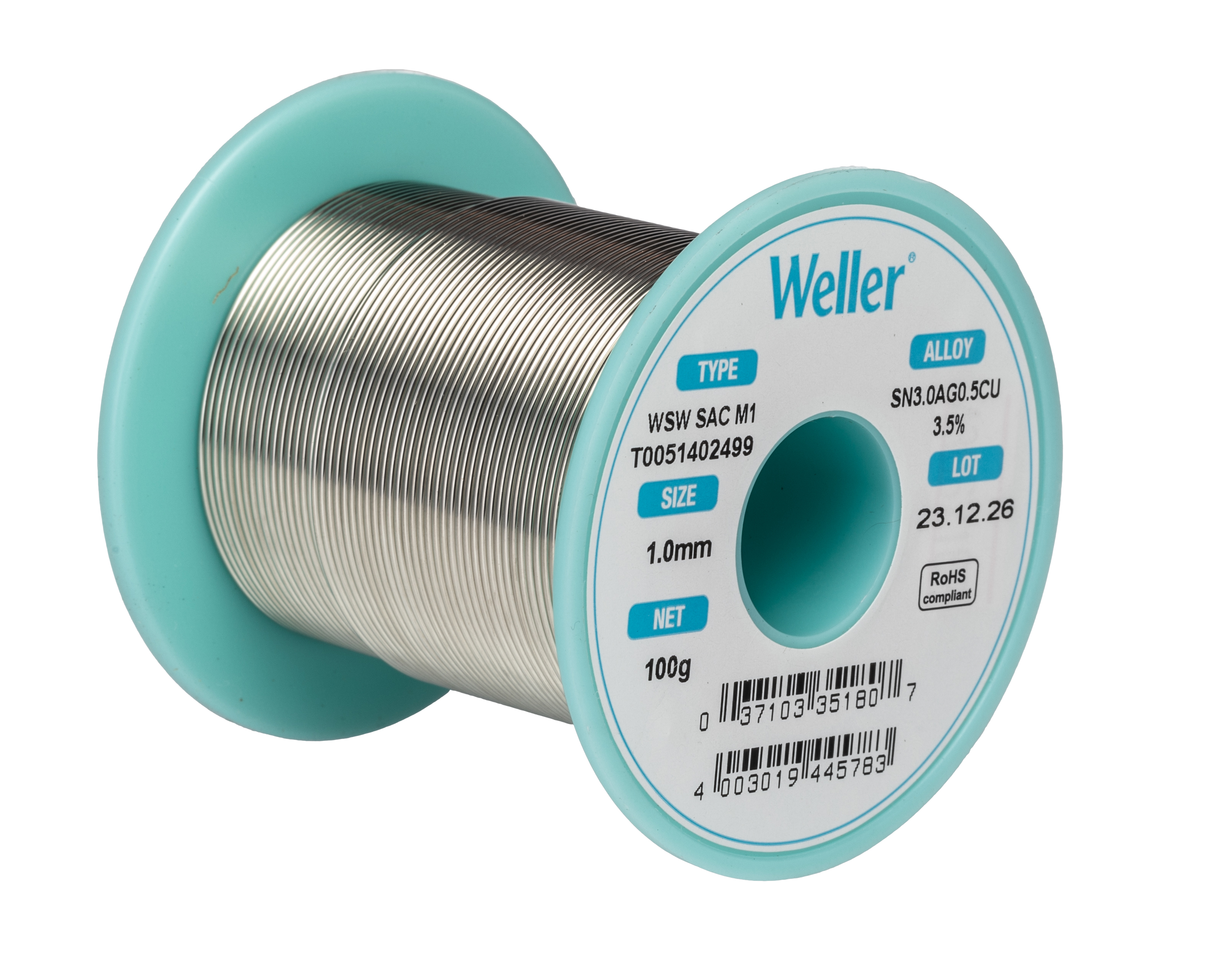 Weller Wire, 1mm Lead Free Solder, 217-221°C Melting Point