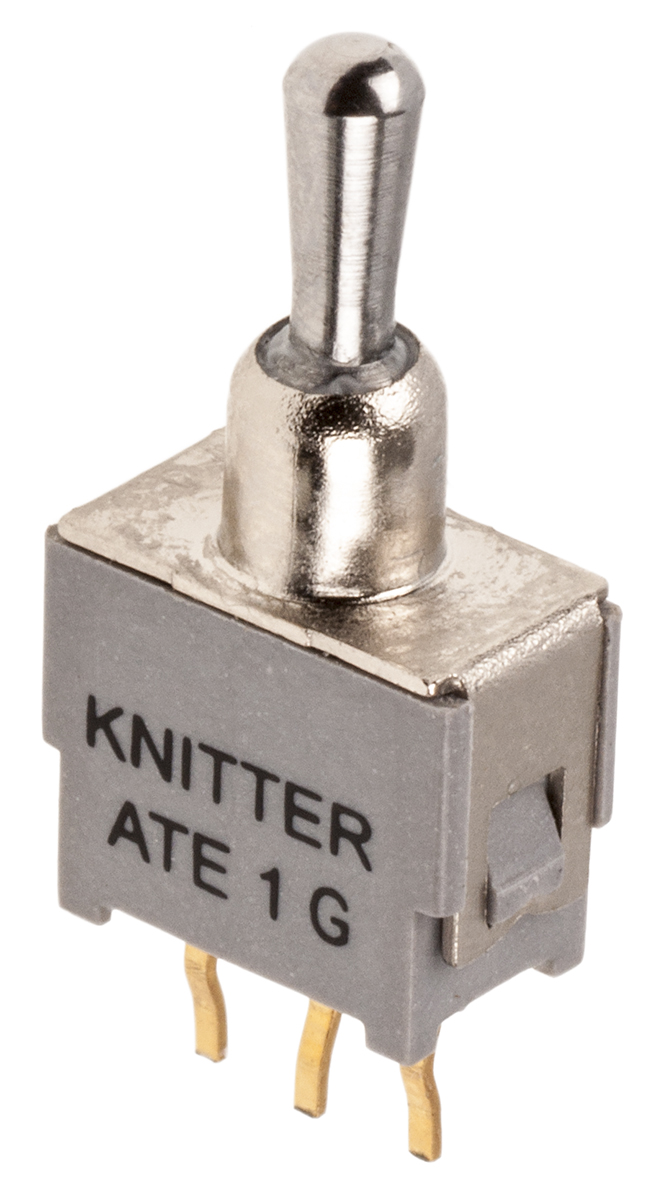 KNITTER-SWITCH Toggle Switch, PCB Mount, (On)-Off-(On), SPDT, Through Hole Terminal
