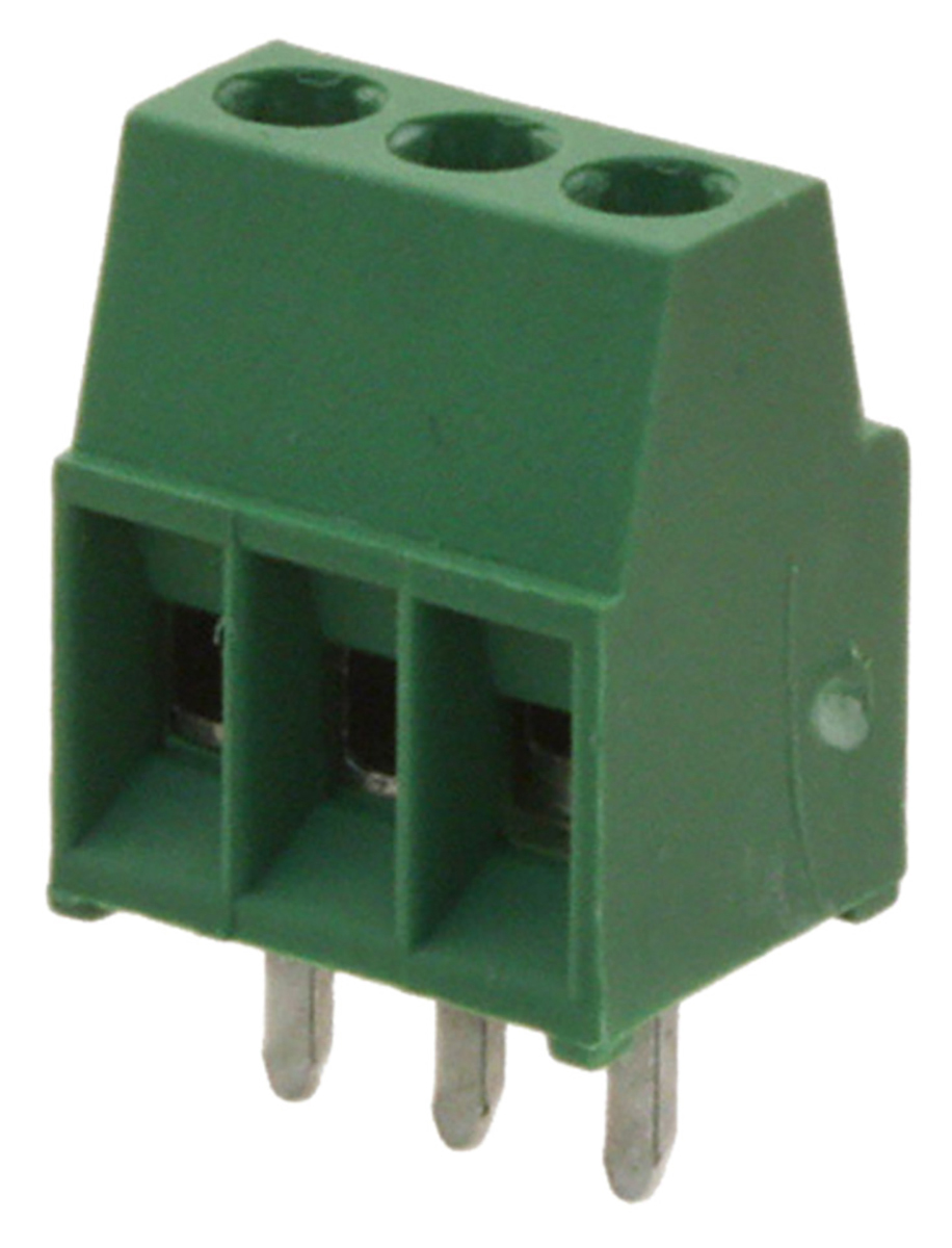 TE Connectivity Buchanan Series PCB Terminal Block, 3-Contact, 2.54mm Pitch, Through Hole Mount, 1-Row, Screw