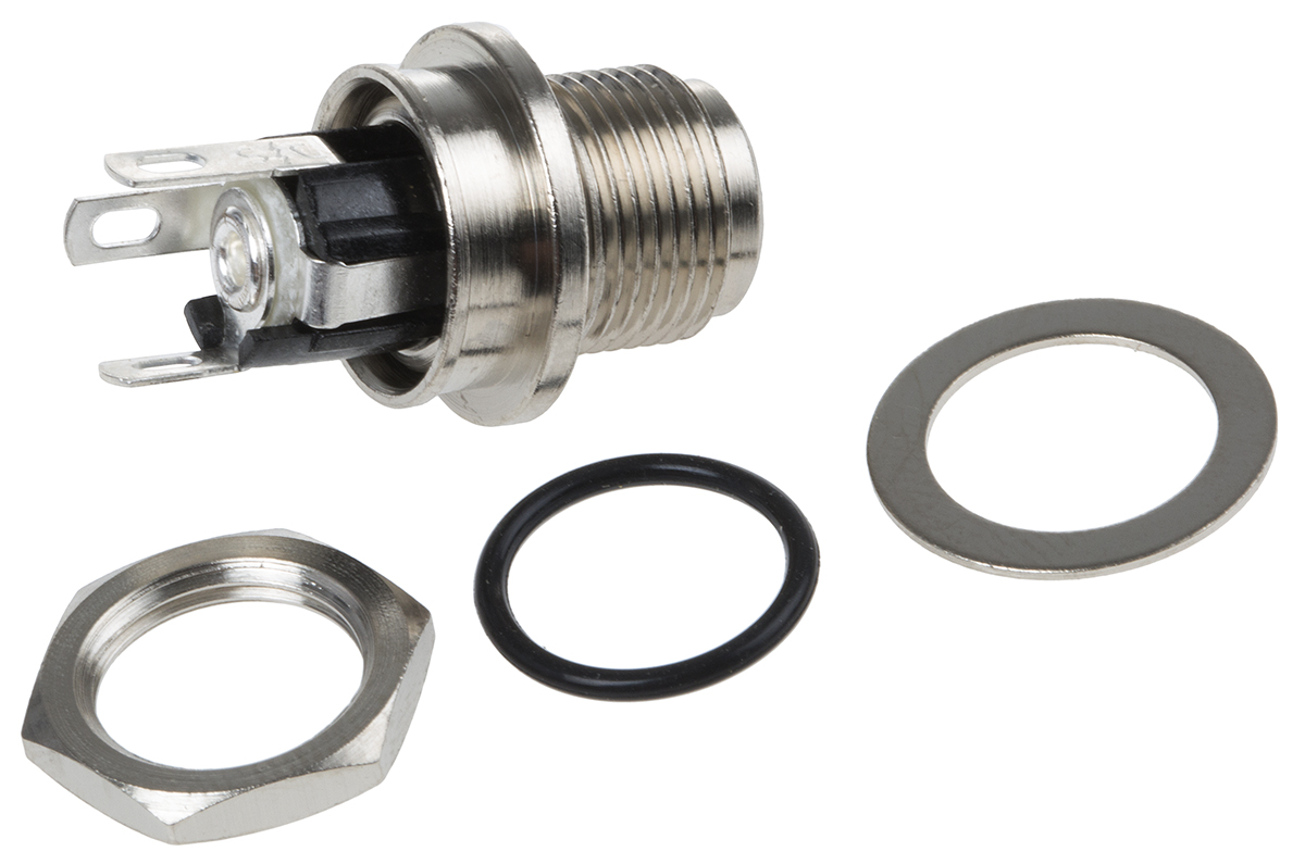 Switchcraft DC Socket Rated At 5.0A, 30.0 V, Panel Mount, length 26.3mm, Silver, IP68
