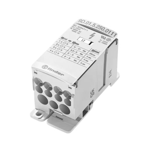 Finder Non-Fused Terminal Block, 12 Way, 185mm², 100kA, 1000/1500 V AC/DC, White