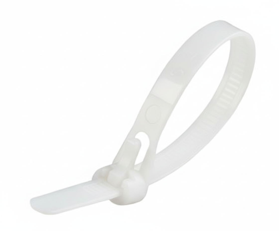 E-Pro White Releasable Cable Tie 200mm x 7.5mm