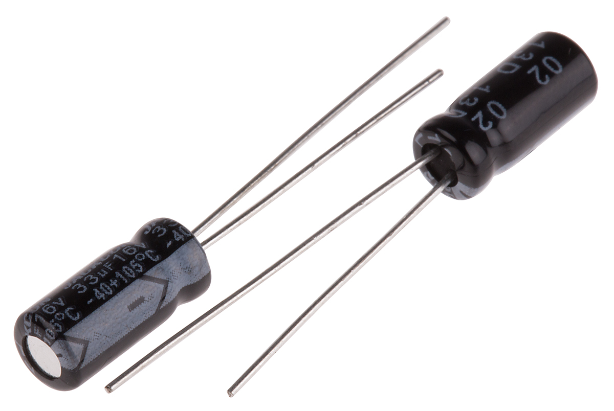 RS PRO 33μF Aluminium Electrolytic Capacitor 16V dc, Radial, Through Hole