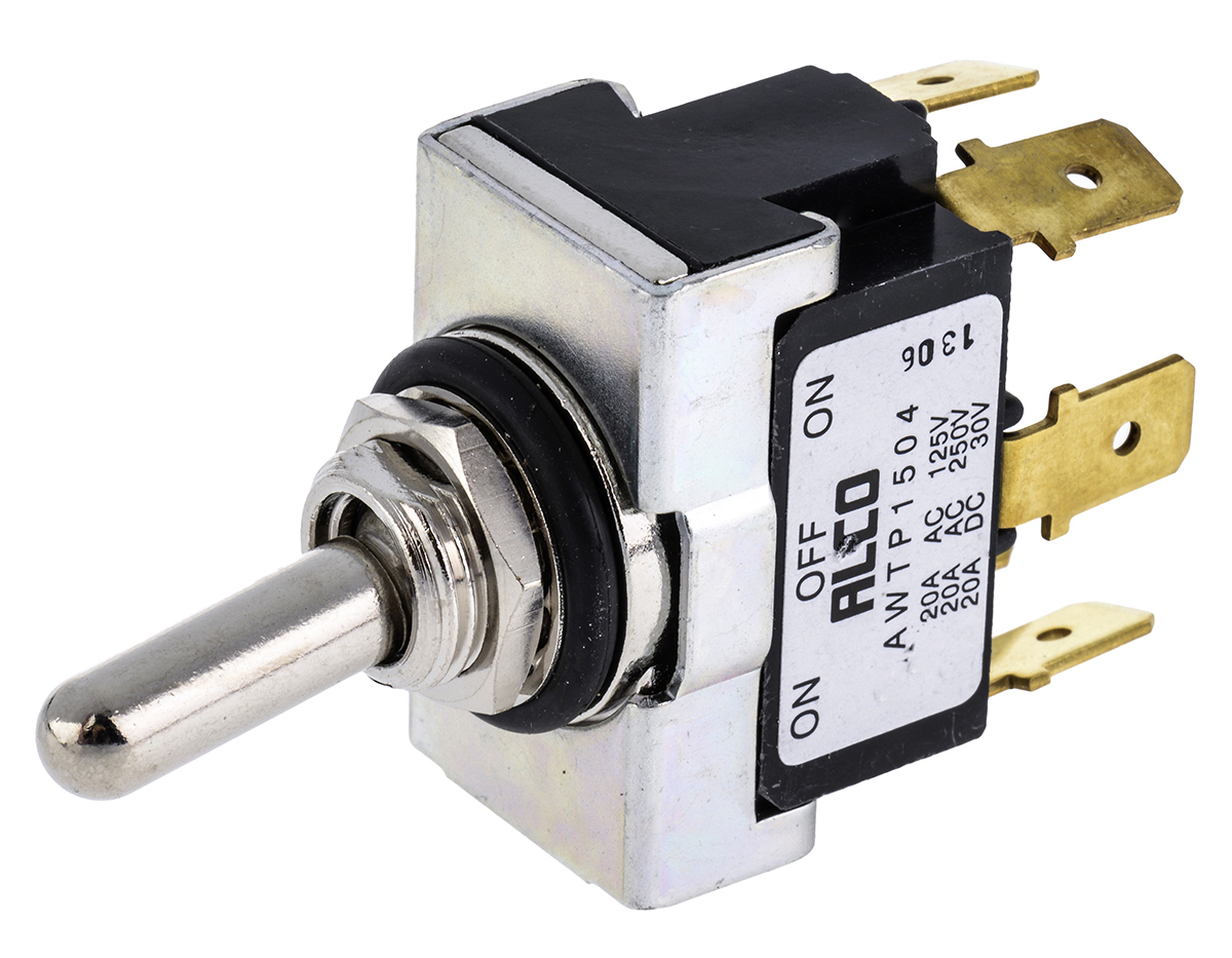 TE Connectivity Toggle Switch, Panel Mount, On-Off-On, DPDT, Tab Terminal