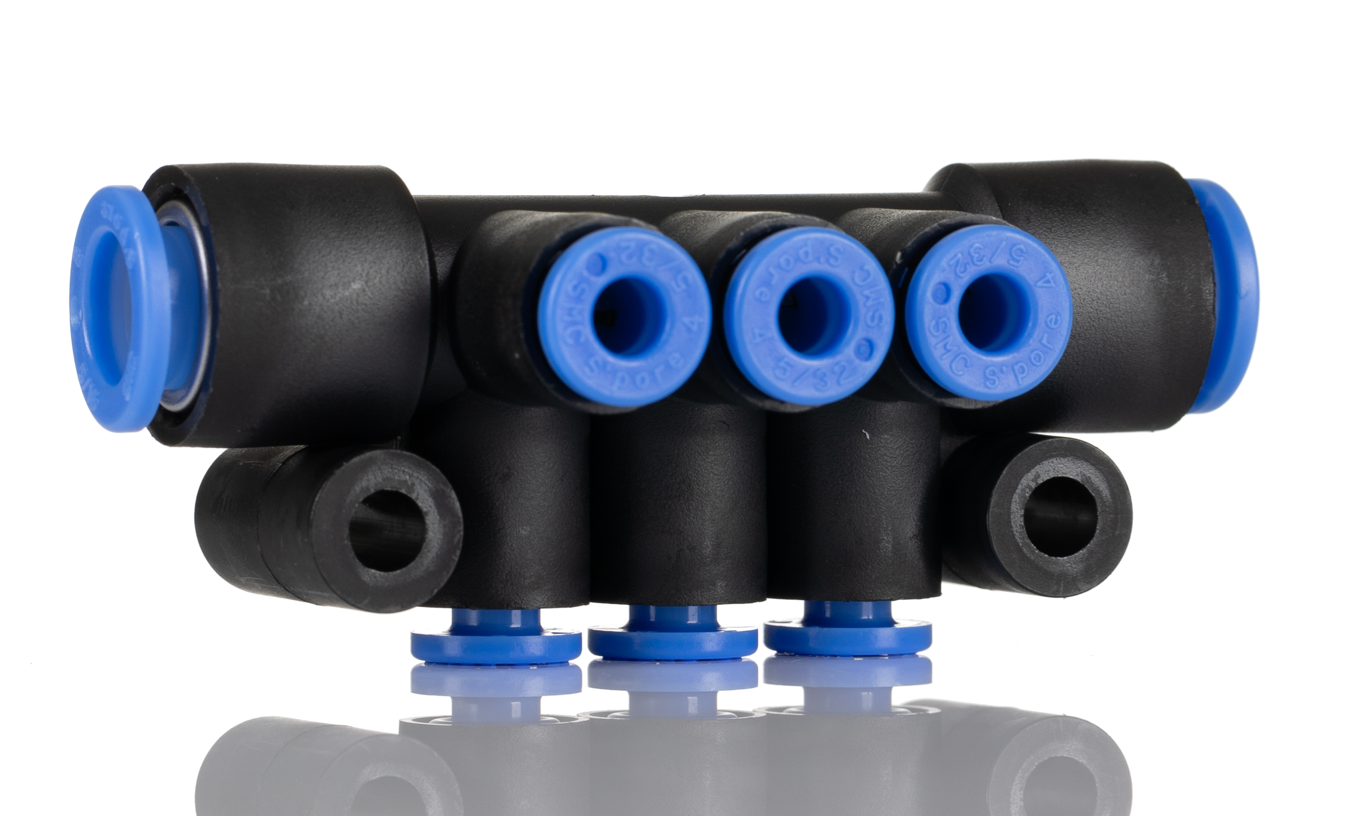 SMC KM 6 Outlet Pneumatic Manifold Fitting Push In 8 mm Push In 4 mm