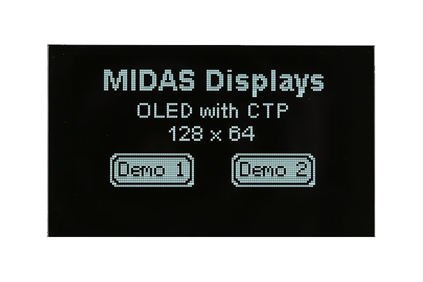 Midas 2.42 White Passive matrix OLED Display 128 x 64 COG I2C, Parallel, SPI Interface