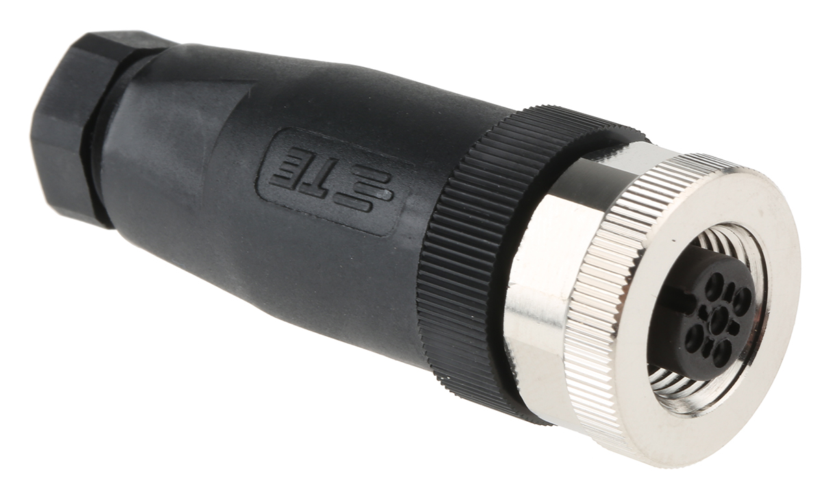 TE Connectivity Circular Connector, 5 Contacts, Cable, M12 Connector, Socket, Female, IP67, T411 Series