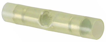 TE Connectivity, PIDG Butt Splice Connector, Yellow, Insulated, Tin 12 → 10 AWG