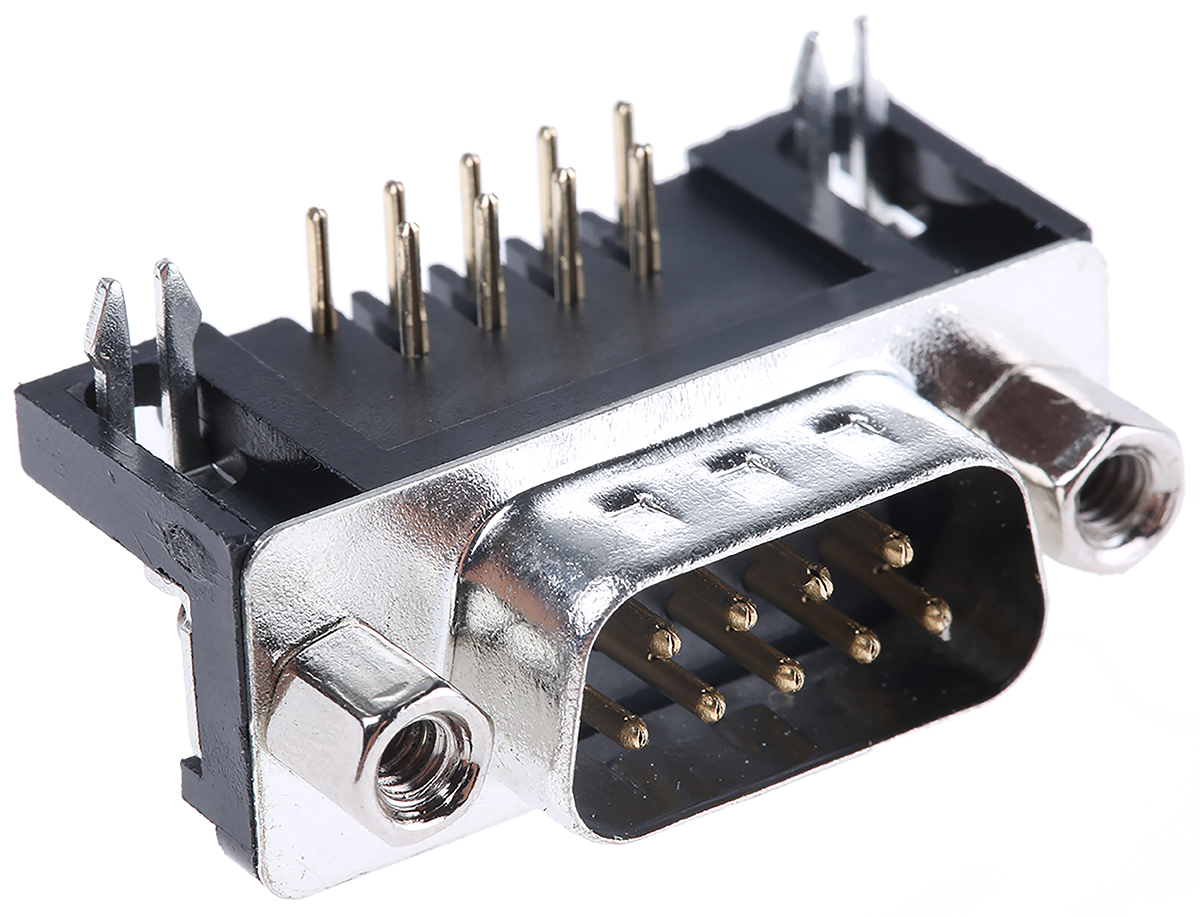 ASSMANN WSW A-DS 9 Way Right Angle Through Hole D-sub Connector Plug, 2.77mm Pitch, with 4-40 UNC Screwlocks