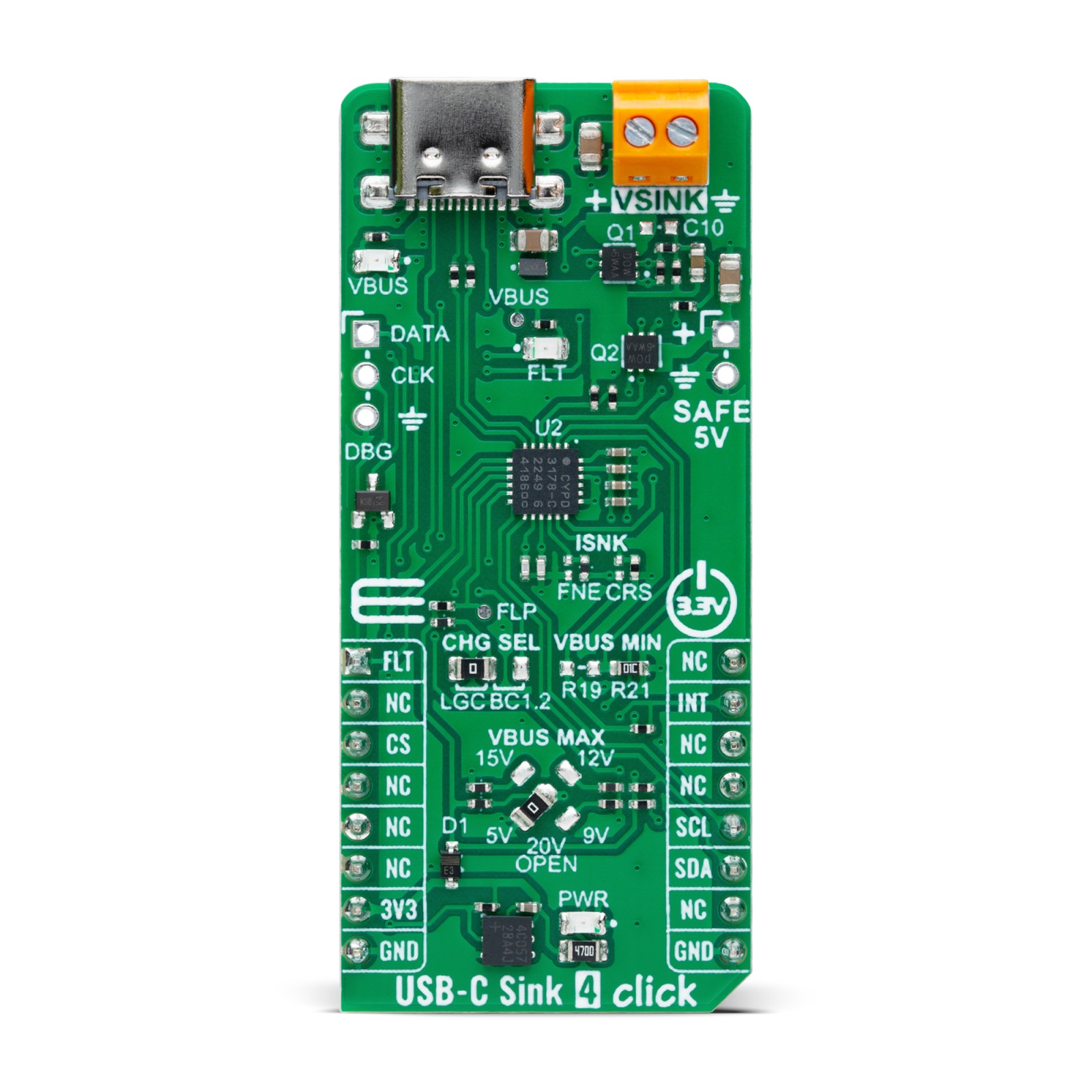 MikroElektronika USB Type C Power Sink Controller From Infineon USB Power Controller for CYPD3178 for Applications Such