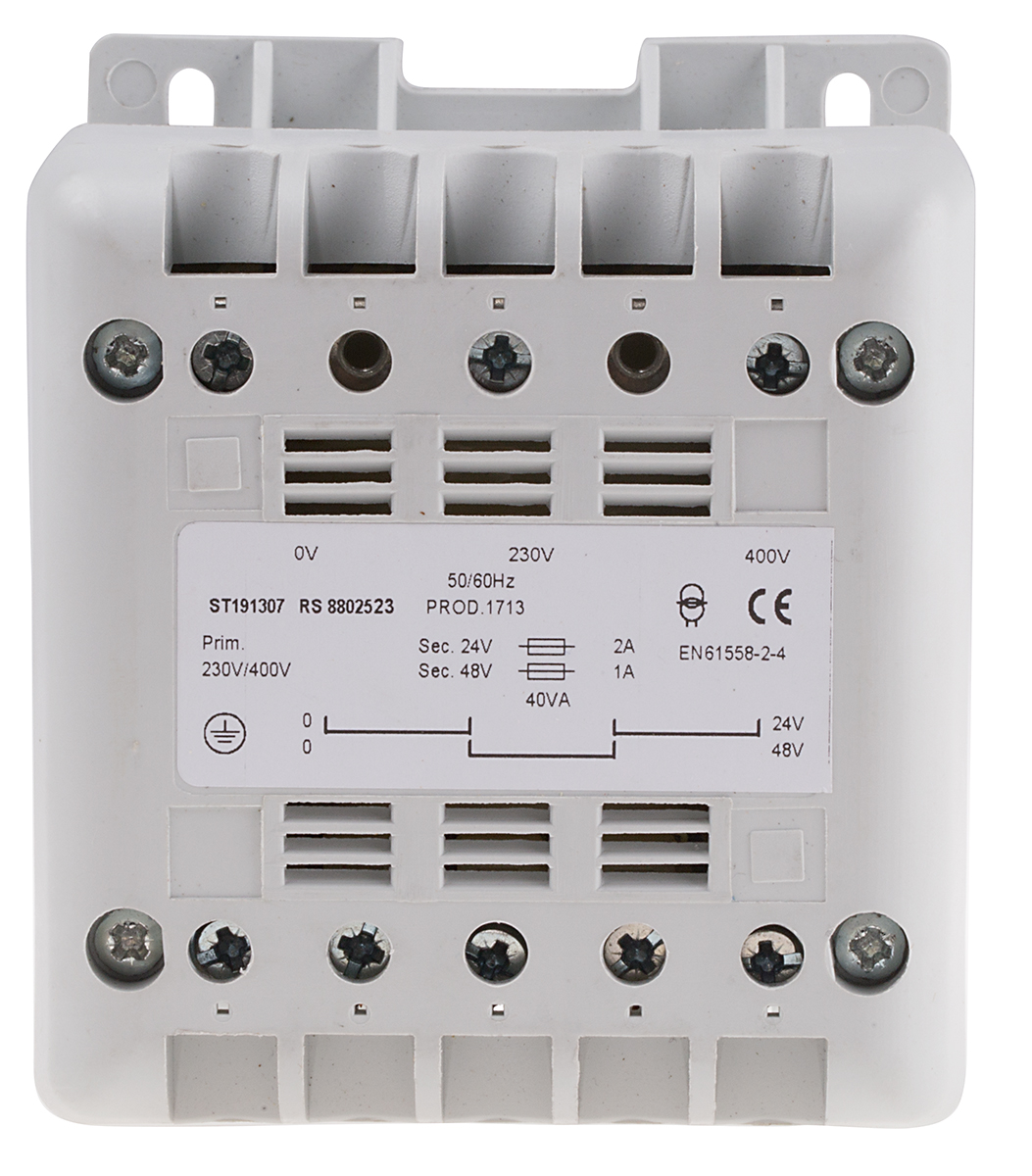 RS PRO 40VA DIN Rail Transformer, IEC 61558-2-6, 400V ac Primary, 24V ac Secondary