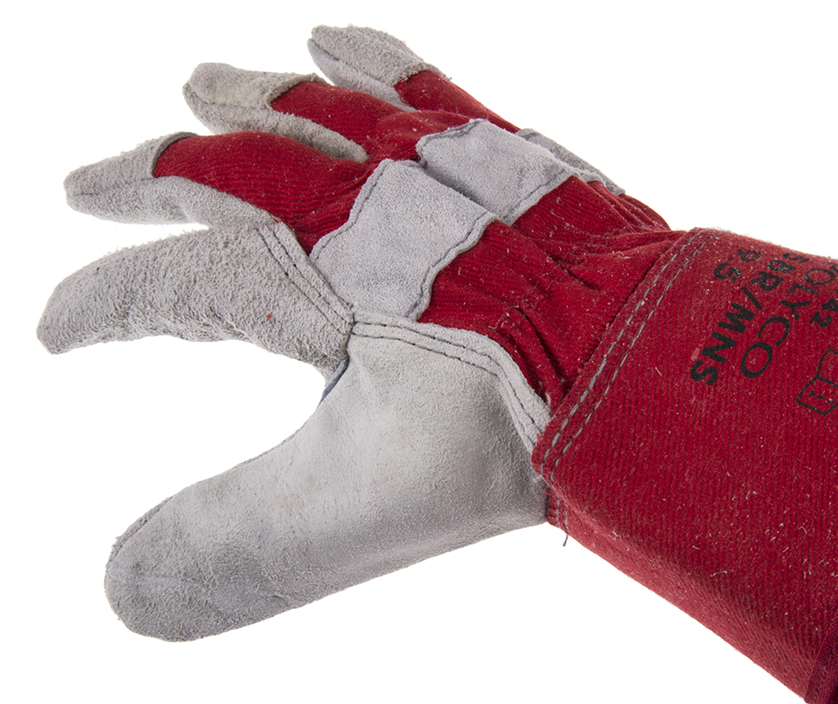 Polyco Healthline Premium Chrome Rigger Red Cotton, Leather Work Gloves, Size 9