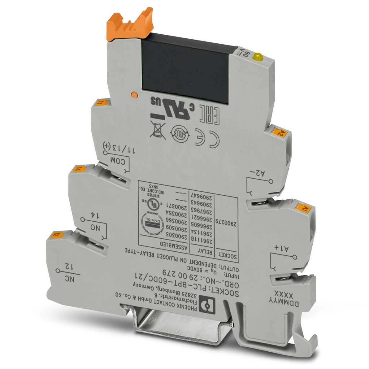 Phoenix Contact PLC-OPT- 60DC/ 24DC/2 Series Solid State Interface Relay, DIN Rail Mount