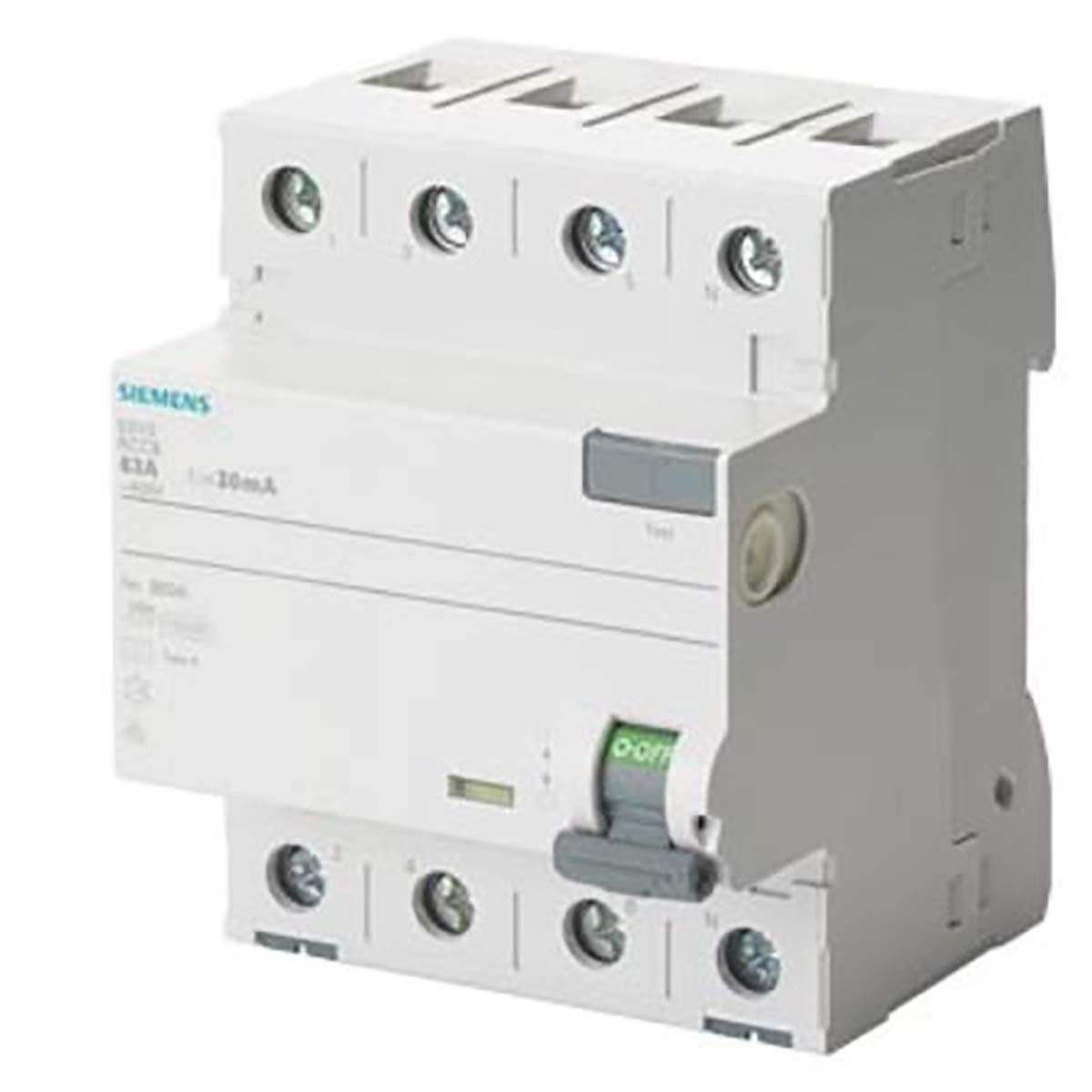 Siemens 5SV3 RCCB, 40A, 4 Pole, 30mA, Type F, 400V ac