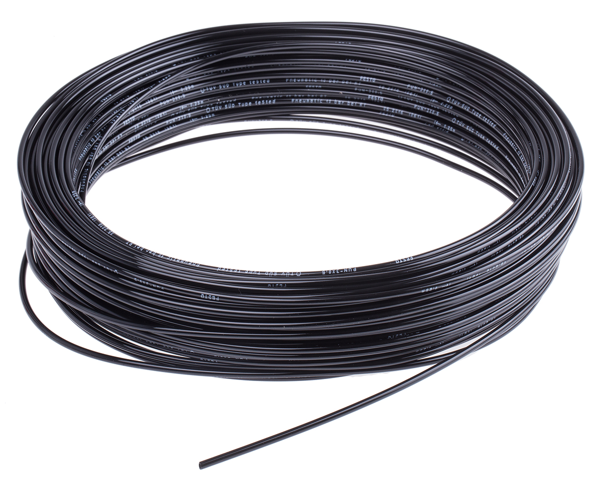Festo Compressed Air Pipe Black Polyurethane 3mm x 50m PUN Series, 159661