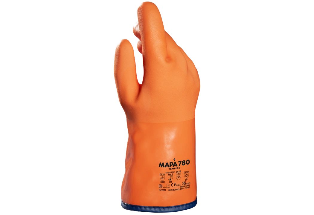 Mapa Orange Polyvinyl Chloride Work Gloves, Size 9