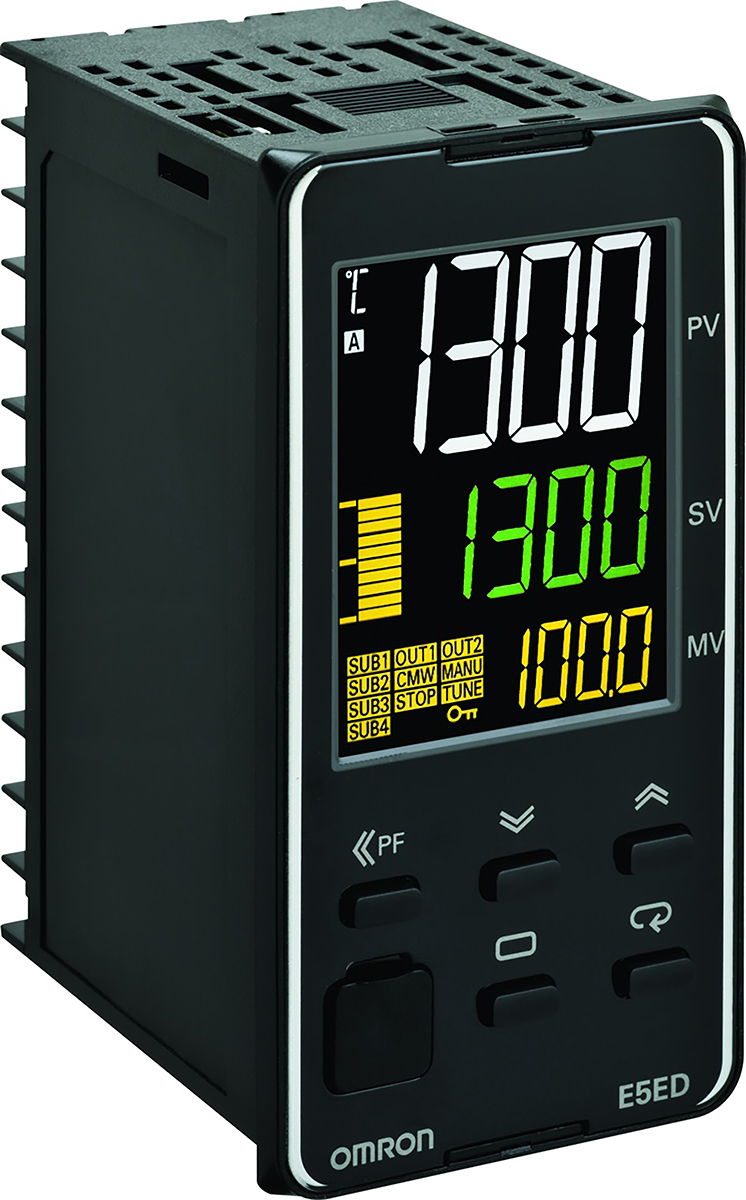 Omron E5ED Panel Mount PID Temperature Controller, 48 x 48mm 2 Input, 1 Output Relay, 100 → 240 V ac Supply Voltage