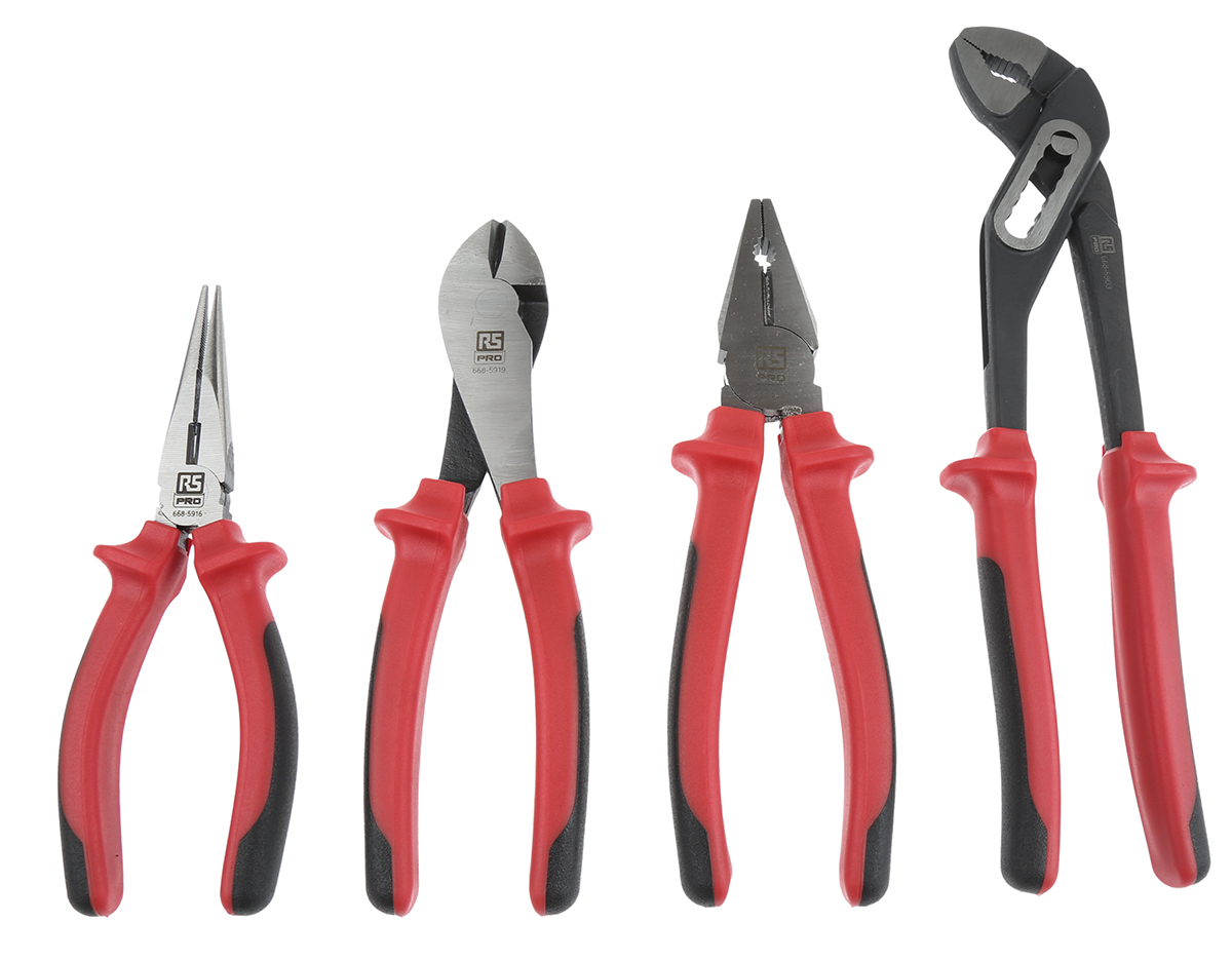 RS PRO 4-Piece Plier Set, 250 mm Overall