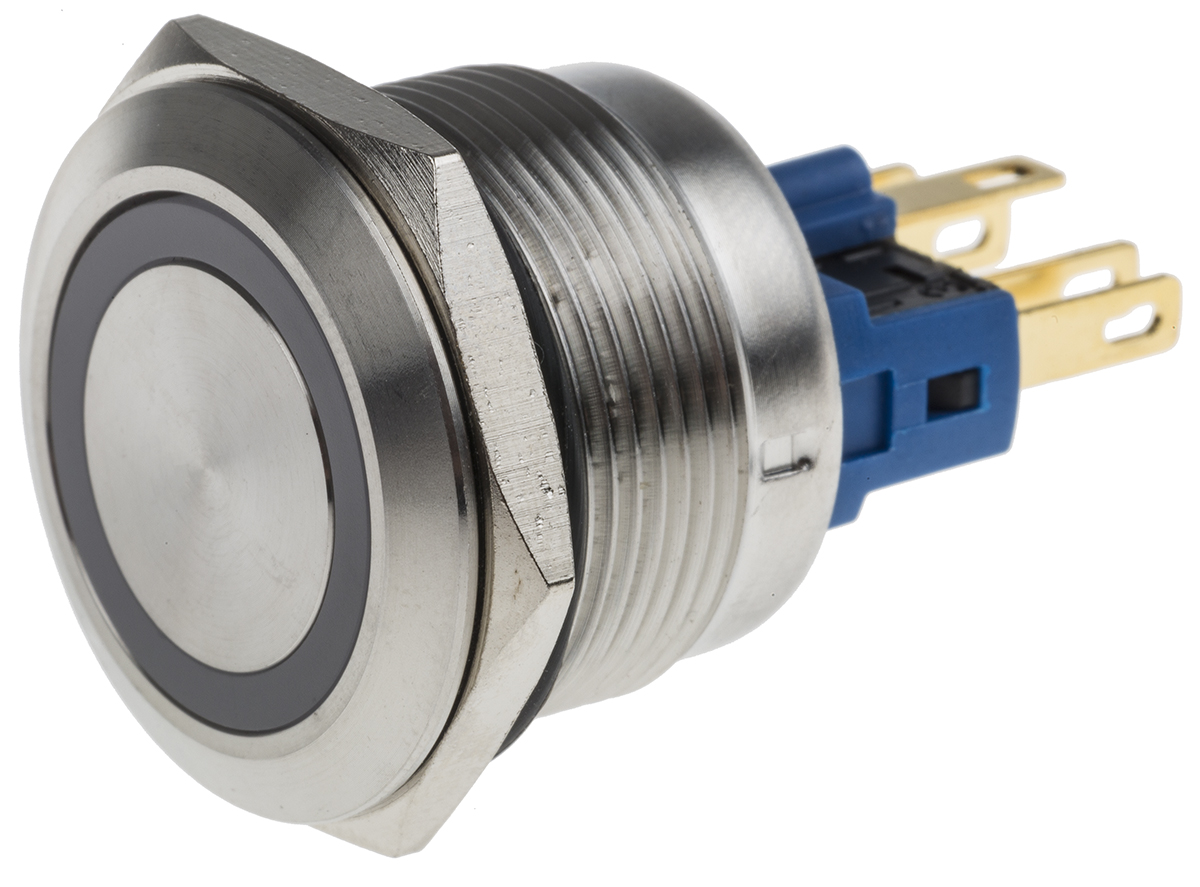 RS PRO Illuminated Push Button Switch, Momentary, Panel Mount, 22mm Cutout, SPDT, Yellow LED, 250V ac, IP65, IP67