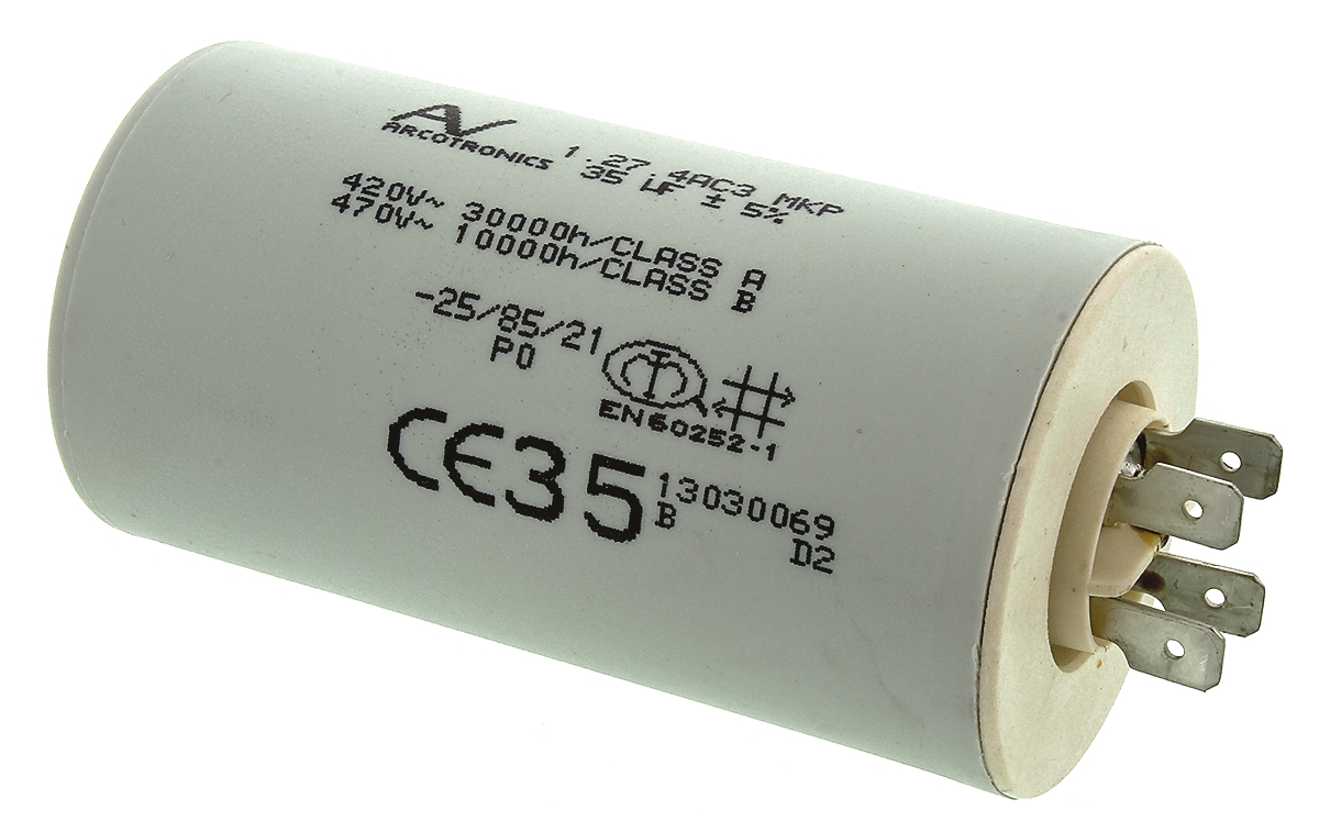 KEMET C27 Metallised Polypropylene Film Capacitor, 470V ac, ±5%, 35μF, Chassis Mount