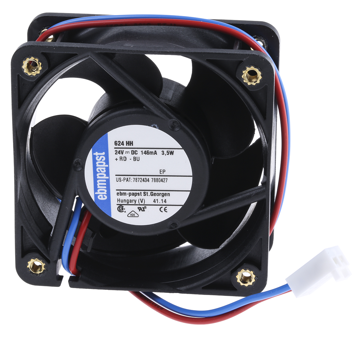 ebm-papst 620 Series Axial Fan, 24 V dc, DC Operation, 56m³/h, 3.6W, 60 x 60 x 25mm
