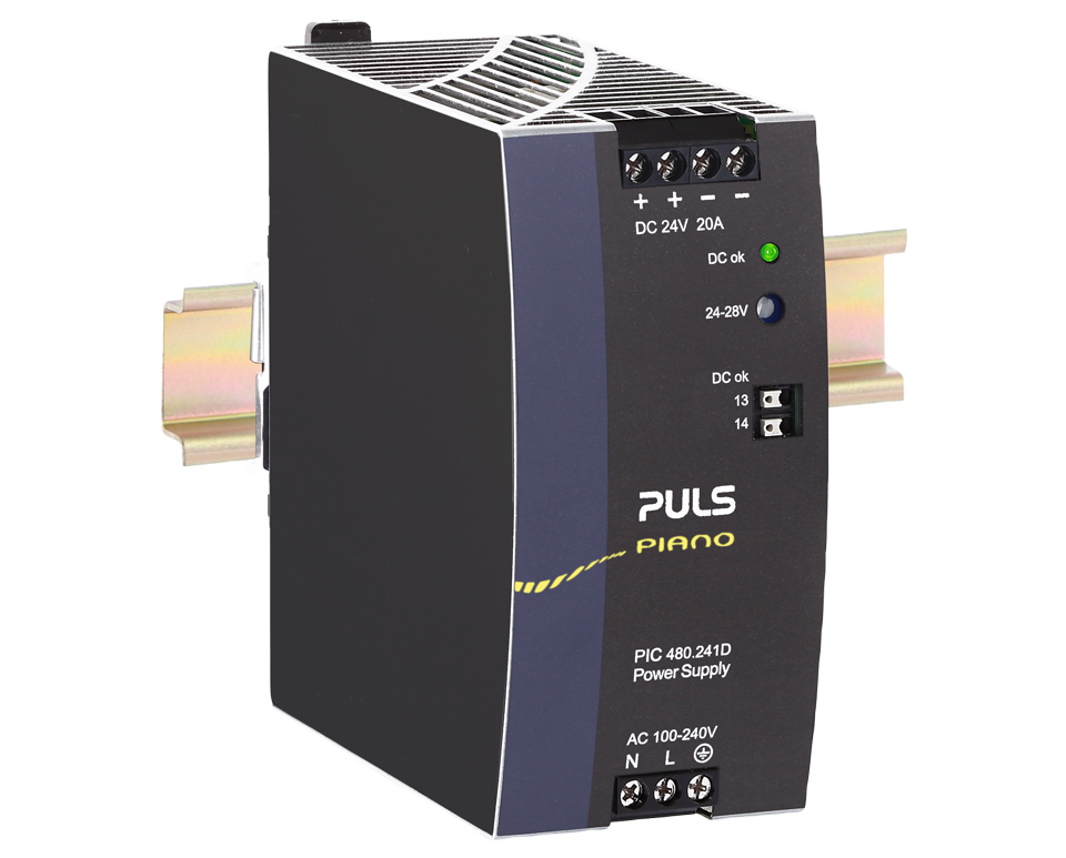 PULS PIC480 DIN Rail Power Supply, 240V ac Input, 24V dc Output, 20A Output, 480W