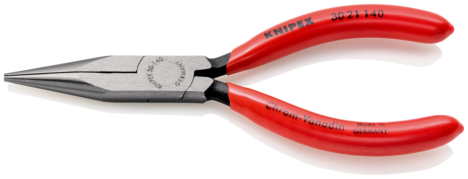 Knipex Long Nose Pliers, 140 mm Overall, Straight Tip, 42mm Jaw