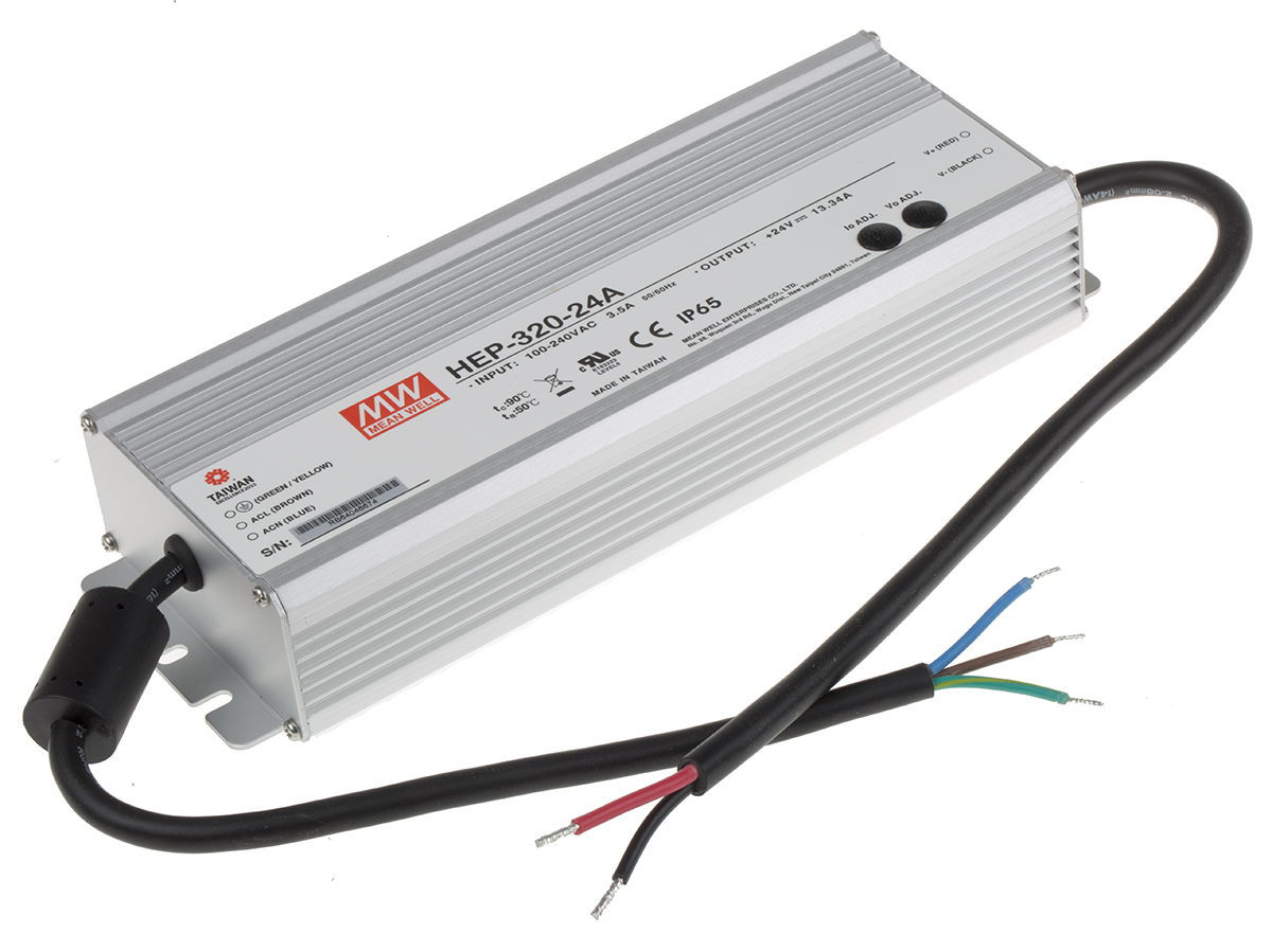 MEAN WELL Switching Power Supply, HEP-320-24A, 24V dc, 13.34A, 320W, 1 Output, 127 → 431 V dc, 90 → 305 V