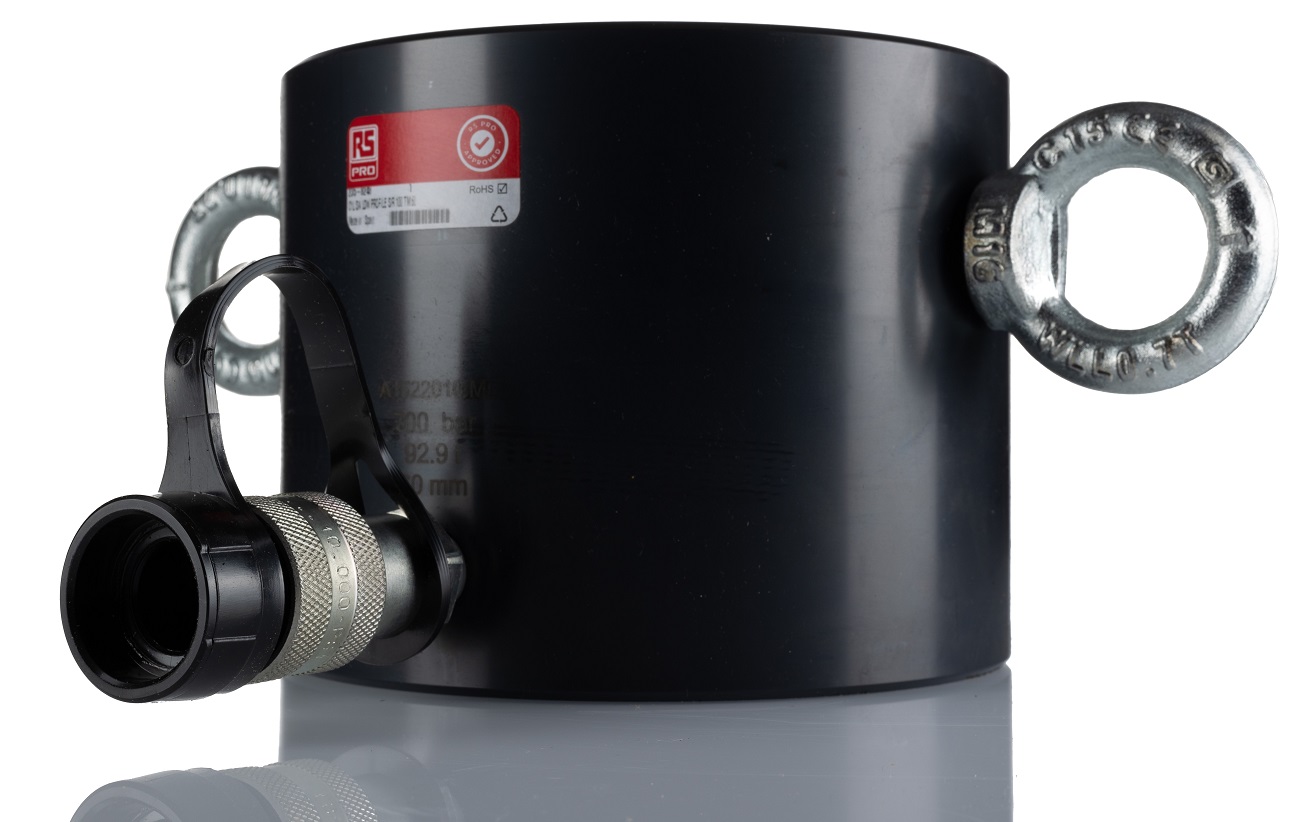 RS PRO Single, Portable Low Height Hydraulic Cylinder, 100t, 60mm stroke