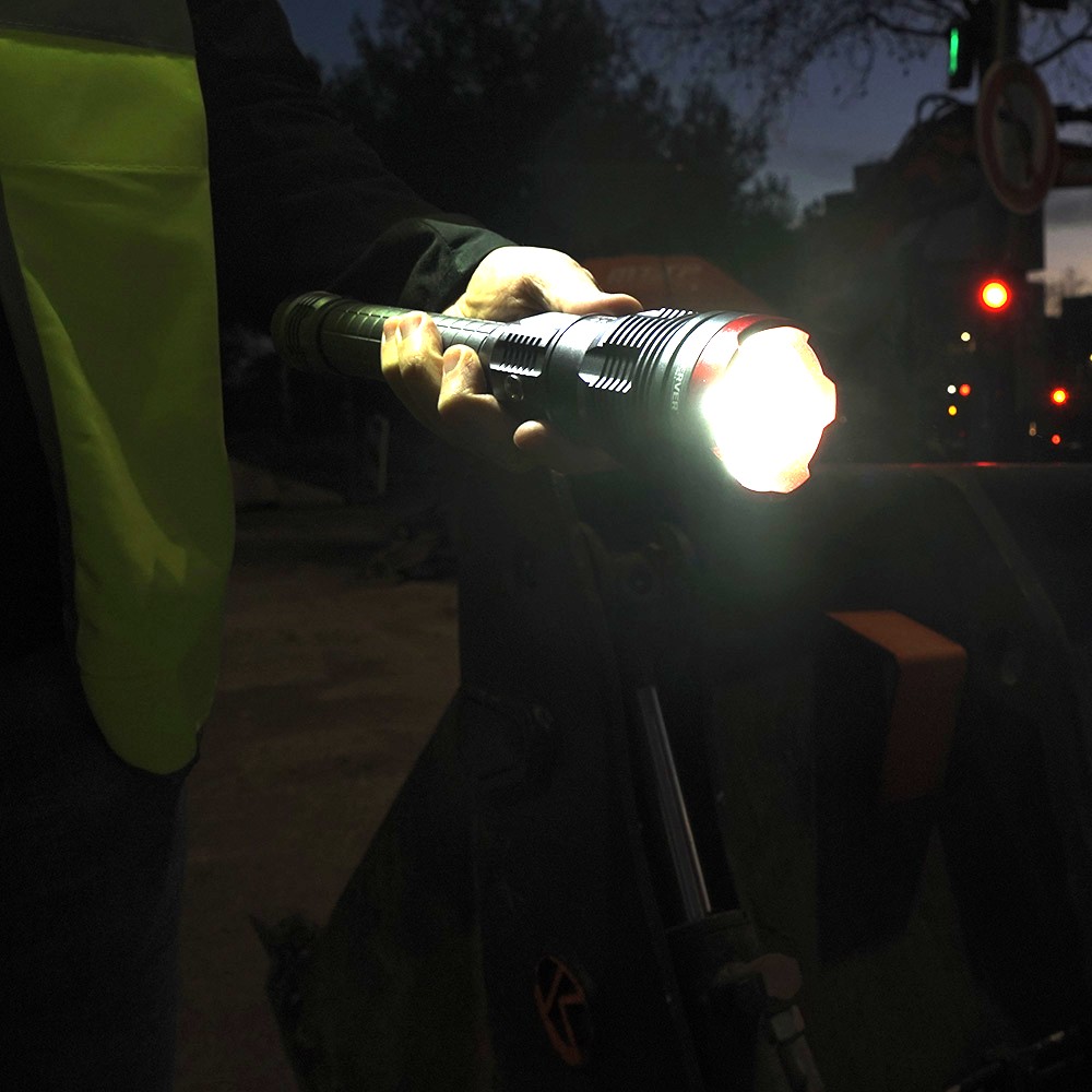 Observer Tools LED Tactical Torch Grey/Red - Rechargeable 8000 lm, 276 mm