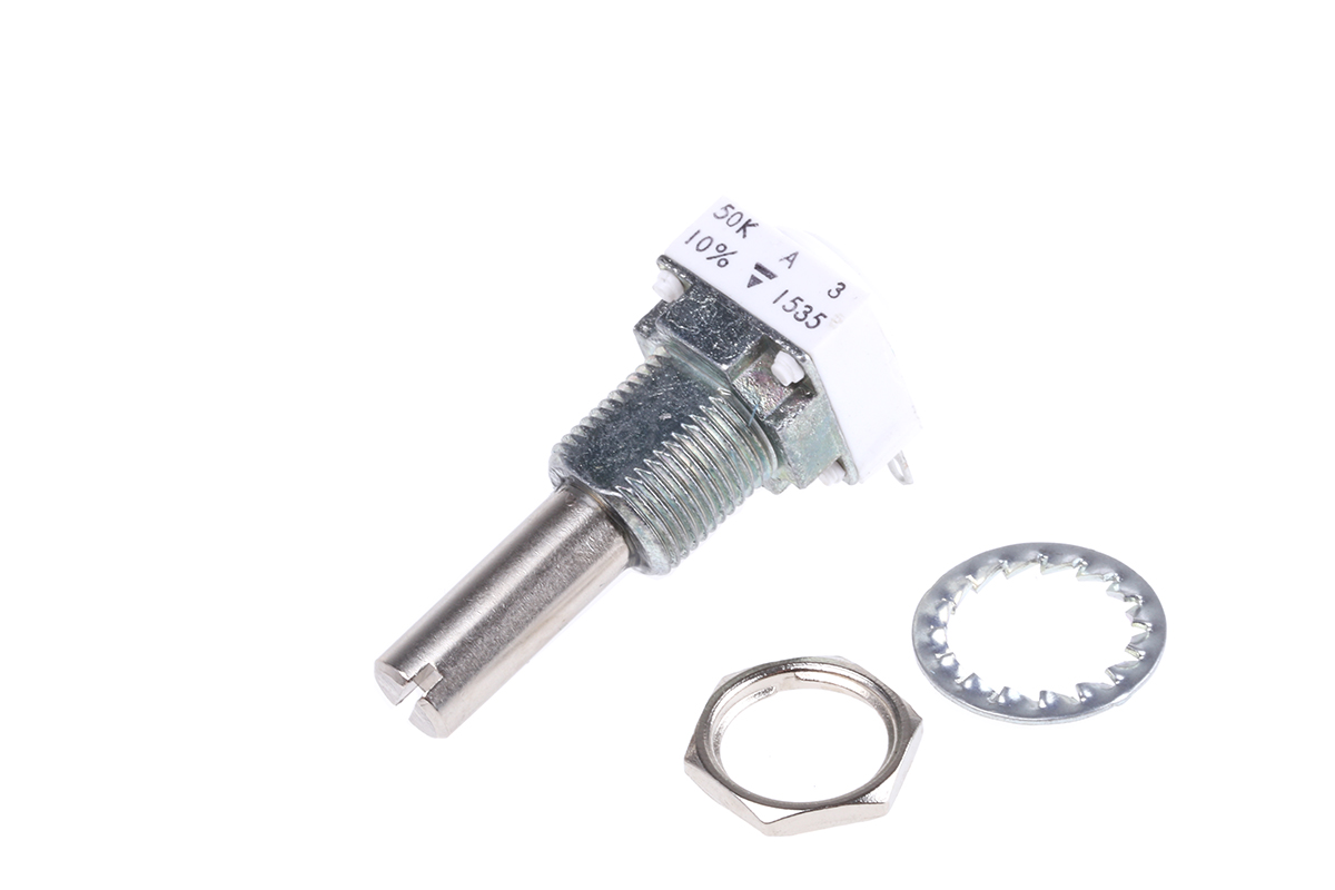 Vishay P11S 50kΩ Rotary Potentiometer 1-Gang Panel Mount, P11S1V0FLSY00503KA