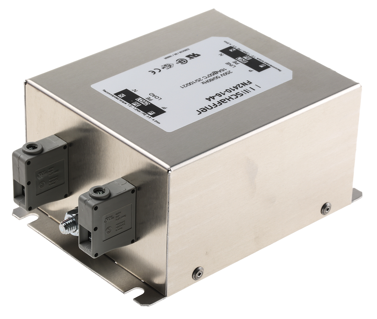 Schaffner, FN2410 16A 250 V ac 400Hz, Chassis Mount EMC Filter, Terminal Block, Single Phase