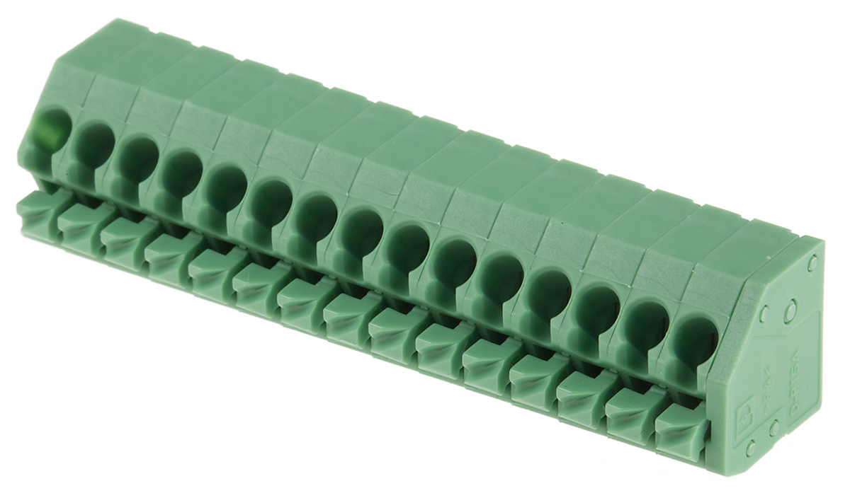 Phoenix Contact PTSA 1.5/15-3.5-F Series PCB Terminal Block, 3.5mm Pitch, Through Hole Mount, 1-Row, Solder Termination